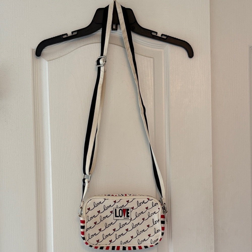 Love Print Crossbody Bag - Black and White